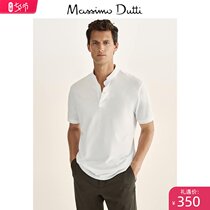 Massimo Dutti mens mall The same cotton stand-up collar short-sleeved mens POLO shirt 00726283250