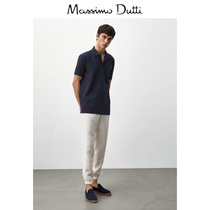 Massimo Dutti Mens Clothing 2022 Spring Summer New Pint Cotton Quality Casual Blouse Men Short Sleeve Polo Shirt 00723283401