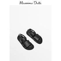 Massimo Dutti Mens Shoes 2022 Spring Summer New Products Black Leather Strap Accessories Design Casual Sandals Beach Shoes 12951950800