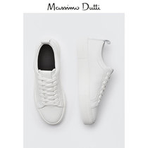 Massimo Dutti Women Shoes White Foundation Lychee Leather Casual Thick Bottom Sneakers Small White Shoes 11366850001