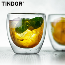  Tindor Tashiro double-layer heat-resistant glass water cup Tea cup Tea cup Cold drink cup Beer cup Single pack