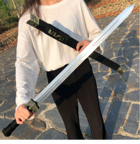 Dragon Springs City Treasure Sword Cutter anti-body cold weapon High Manganese Steel Integrated Knife Sword Long style Double groove Han sword Baojian sword unopened