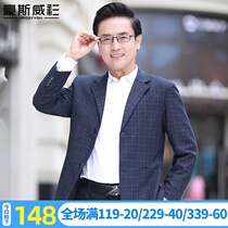 2021 new autumn mens suits Dad spring and autumn tops loose plaid casual middle-aged and elderly blazers
