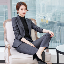  Senior gray professional suit suit female autumn and winter hotel manager Jewelry store tooling sales department overalls female high-end