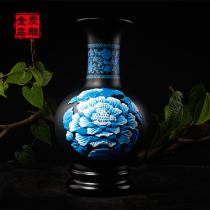 Jinwu charcoal carving rich and noble hibiscus celestial bottle charcoal carving home porch living room TV cabinet ornaments vase crafts