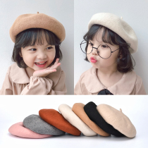 Autumn and winter childrens beret female baby retro cashmere princess hat parent-child pumpkin hat little girl top hat