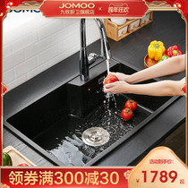 Jiu Mu sink double tank black quartz stone single tank sink faucet set 0622306224