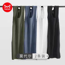 Cat mans man vest thin models Modale cotton undeformed ice silk cross-bar white sweatshirt No marks for undershirt male summer