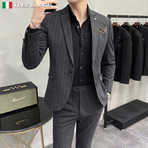 Stripe suit suit men Business Leisure professional dress suit small suit Korean slim groom wedding dress fashion
