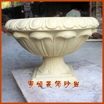 Sandstone flowerpot sculpture indoor and outdoor garden landscape European leaf petal flower bowl courtyard balcony door decoration ornaments