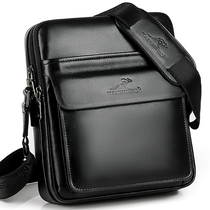  Mens leather soft shoulder bag multi-compartment Korean backpack first layer cowhide new business casual mens bag messenger bag