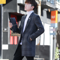 Windbreaker men long 2021 Spring and Autumn New Korean trend handsome woolen coat winter mens woolen coat