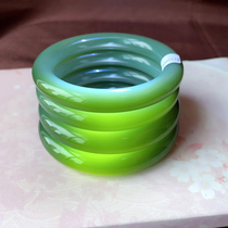 Hetian Jade Jasper duck egg green bracelet fat thin round strip wide version powder cyan spinach apple green bracelet Fidelity