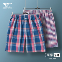 Seven Wolves Sleeping Pants Mens Pure Cotton Home Shorts Sleeping Big Pants Loose Summer Thin BEACH HOME PANTS MEN