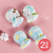 Newborn baby anti-scratch face handguards childrens small gloves winter winter baby sleeps antifreeze plus velvet warm artifact