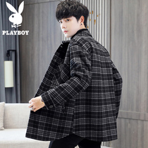  Playboy autumn and winter handmade cashmere double-sided wool coat mens medium and long windbreaker mens wool coat