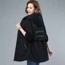 Large size womens 2021 New coat slim casual high-end autumn fat mm trench coat spring and autumn foreign style coat tide
