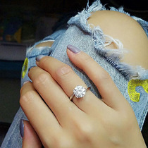 mo sang shi Diamond Ring women torsion beam sterling silver simulation 1 2 karat wedding ring lettering 18K platinum pt950