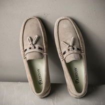 Bean Bean Shoes Men 2022 Spring New Men Genuine Leather Sloth Casual Shoes Han Prints 100 hitch a youth trendy driving shoes