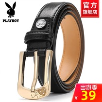 Playboy ladies belt leather black Joker leather ins trend decoration with jeans belt wide