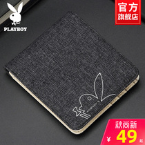 Playboy official flagship store Mens wallet 2021 new short canvas simple student wallet Tide brand