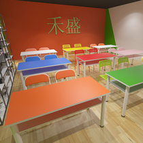 Primary and middle school students desks and chairs for children learning table double painting art class training table thickened customizable