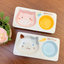 papa Meow ceramic cat bowl pet cat double bowl cat food basin cute cat food bowl water bowl pet cat supplies