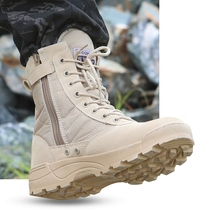 Autumn and winter thickened combat boots outdoor high-top desert wear-resistant non-slip hiking shoes men's and women's tactical boots warm security shoes