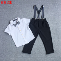 Childrens gown flower braces suit boy acting out to suit CUHK child students school suit walking show to host positive dress