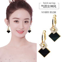  Geometric black long tassel earrings female summer earrings 2021 new trendy Korean net red earrings female