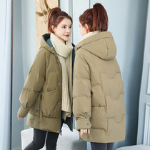 Down cotton-padded womens long winter 2021 New Korean loose padded cotton-padded casual womens cotton-padded jacket