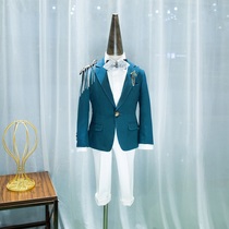 imo childrens suit blue suit boys small suit casual catwalk dress piano banquet flower girl costume