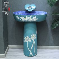 Wash basin integrated courtyard column type washbasin floor type vertical column washbasin balcony column basin vertical