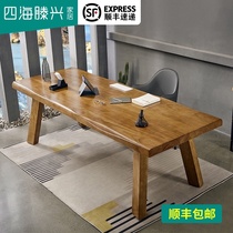 Solid Wood computer table and chair combination desktop simple Nordic home Workbench writing desk long strip desk office table