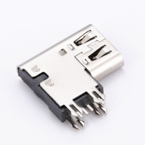 TYPE-C side plug female seat 6P pad height 2 7mm 90 degree side vertical with fish fork foot USB3 1PD fast charging socket