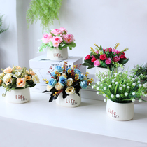 Fake flower decoration simulation bouquet potted decoration Living room indoor dining table plant floral ornaments Plastic rose silk flowers