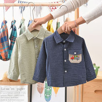 Boys long-sleeved shirt thin section tide fan childrens clothing Middle and small childrens Korean version of the top Autumn baby plaid childrens shirt