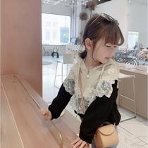 Childrens clothing 2020 new sweater Korean version of the girl autumn baby foreign style lace top childrens autumn hooded jacket