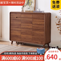 Shoe cabinet household door solid wood frame large-capacity entrance cabinet New Chinese balcony storage cabinet modern simple foyer cabinet