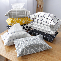 Cotton linen household tissue bag hanging double-layer simple car tissue cover living room paper bag lanyard tissue box