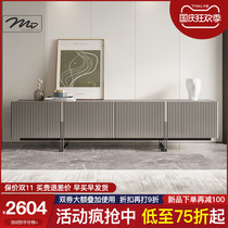 Italian minimalist high-end gray TV cabinet coffee table combination small apartment modern light luxury paint floor cabinet home living room cabinet