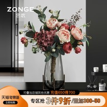 Nordic light luxury high-end simulation floral ornaments home modern living room entrance table holding fake flower decoration