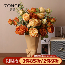 Light Extravagant Rose Flower Emulation Floral Swing Piece Silk Bouquet Dry Flowers Fake Flowers Modern Home Furnishing High-end Hand Holding Bouquet