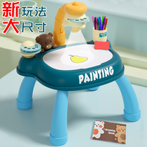 Childrens projection small drawing board erasable graffiti coloring painting artifact table table toddler Baby 2 home 3-year-old toys