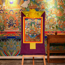 Tibetan village Lotus students Lianshu eight-change Buddha statue Thangka Tantra enshrines Brown Dragon cloth decoration small number