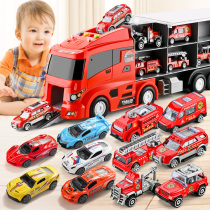 Childrens multifunctional fire toy toy car suit boy small car alloy puzzle container truck baby all types of car