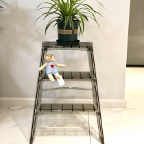 Transparent home ladder foldable indoor three-step skid-proof pedal ladder ghost chair acrylic bookshelf flower shelf