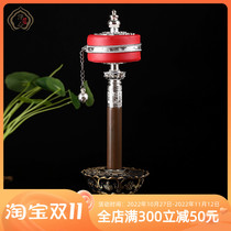 Hand-cranked prayer wheel scriptures 30000 times Tibetan supplies copper alloy lotus leather hand-cranked scripture tube two-color