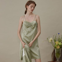 NOTJUSTPAJAMA true silk sleeping skirt woman spring heavy pound mulberry silk hanging band dress sleepwear new home clothes