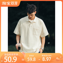 BDLS CityBoy Japanese silhouette casual POLO shirt mens summer new short-sleeved youth loose top